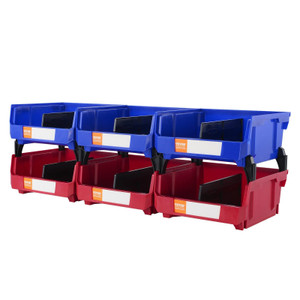 Plastic Storage Bin, (11-Inch x 11-Inch x 5-Inch), Hanging Stackable Storage Organizer Bin, Blue/Re E415-DDWLX6G00000096OEV0