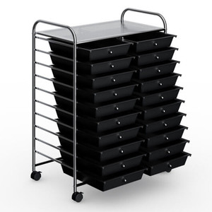 Costway 20 Drawers Storage Rolling Cart Studio Organizer-Black - Color: Black D681-walmartHW56501BK_copy