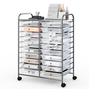 Costway 20 Drawers Storage Rolling Cart Studio Organizer-Transparent - Color: Transparent D681-walmartHW56501CL_copy