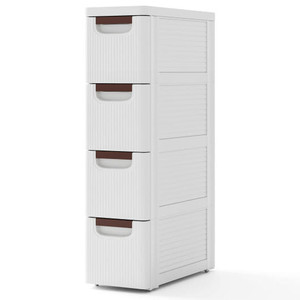 3/4/5/6-Drawer Rolling Organizer Unit Narrow Storage Cabinet with Built-In Wheels for Small Space-4 D681-JV11494WH