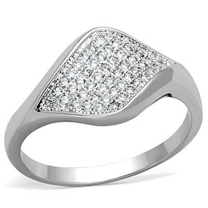 3W726 - Rhodium Brass Ring with AAA Grade CZ  in Clear A874-3W726