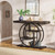 Modern 41-inch Circular Base Foyer Entryway Table with Black Wood Finish Shelves Q280-BLKCENTW13958194