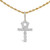 Men's 10K Yellow Gold 1 3/4 Cttw Diamond Cluster Ankh Cross Pendant Necklace - 18" Inches N162-81-7784YDM