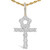 Men's 10K Yellow Gold 1 3/4 Cttw Diamond Cluster Ankh Cross Pendant Necklace - 18" Inches N162-81-7784YDM