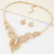 Luxurious Rhinestone Inlaid Peach Heart Inspired Hollow Golden Bamboo Joint Chain Necklace and Earr A392-fane3095