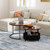 Round Coffee Table Set of 2 Circle Cocktail Table with Storage Basket - Color: Brown D681-JV11986CF