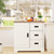 Farmhouse Sideboard Buffet Cabinet Kitchen Pantry with Sliding Doors-White - Color: White D681-JV13001US-WH