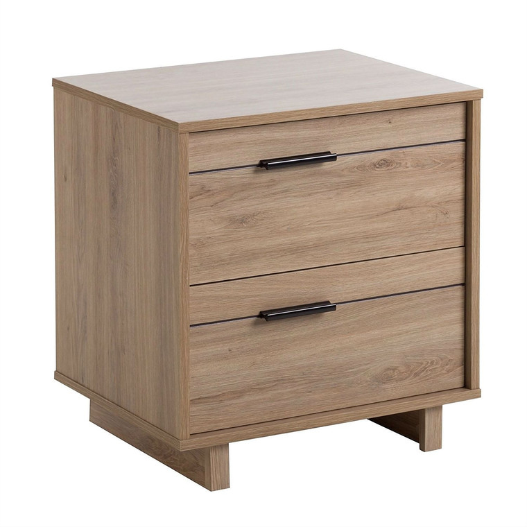 Modern 2-Drawer End Table Nightstand in Light Oak Wood Finish Q280-FCROSNS1898421