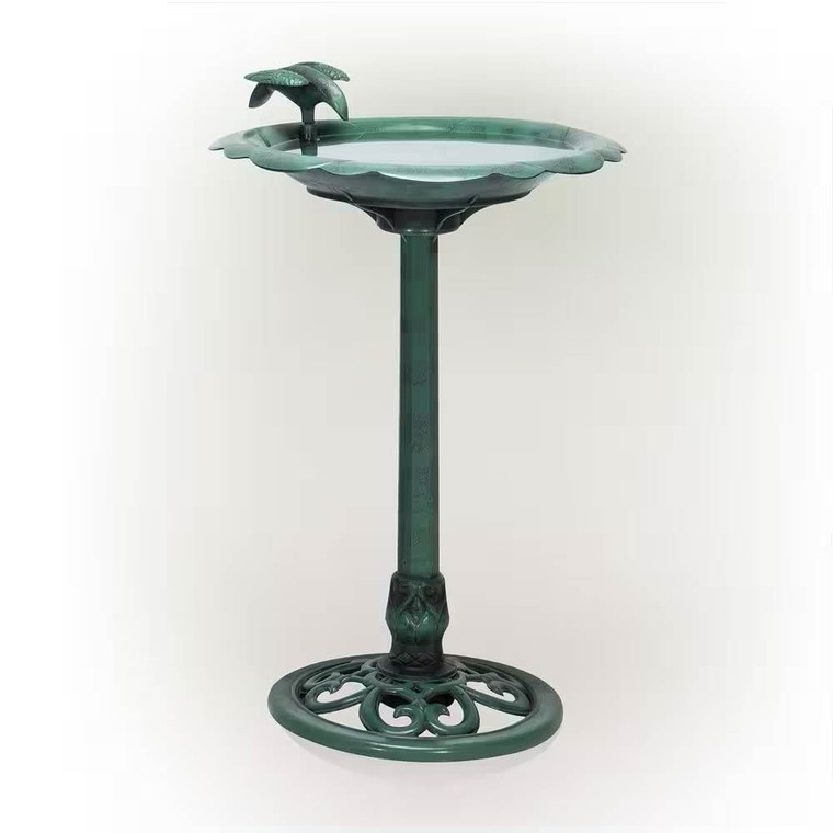 Outdoor Polypropylene Weather Resistant Bird Bath in Dark Green Finish Q280-TOAFBD254139678