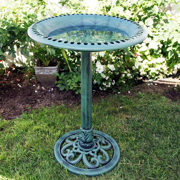 Outdoor Garden Bird Bath Bowl with Stand in Green Bronze Finish Q280-TEOBSC3623581792