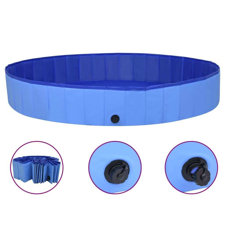  Dog Swimming Pool Blue PVC 78.7 x 11.8 in Collapsible A949-92602