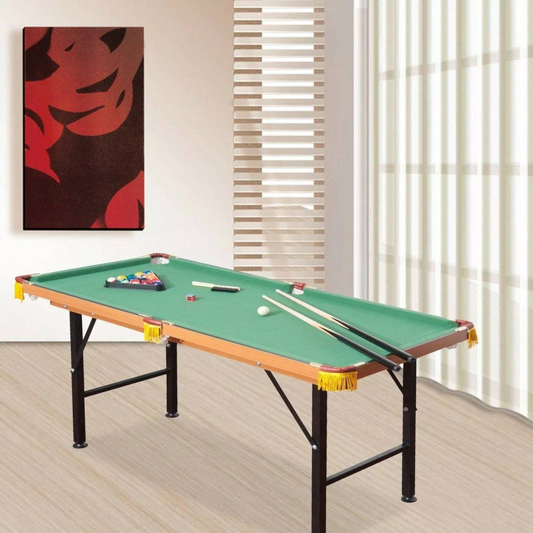 54-inch Green Fleece Top Pool Table Set with Balls Cues and Rack Q280-HCPTSM10794256371