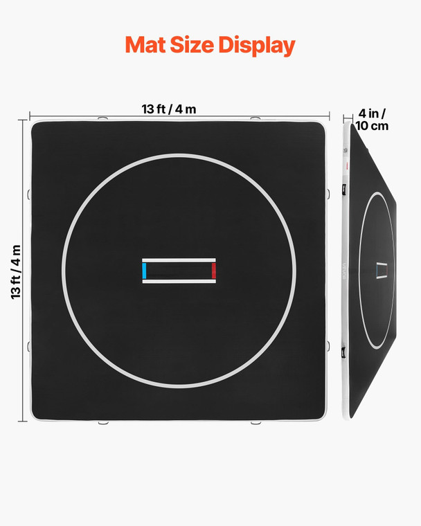 13x13 ft Wrestling Mat Inflatable, Martial Arts Thick Mat for Home Gym Exercise, PVC Foldable Train E415-CQKSJD1313FTJIMK4001V1