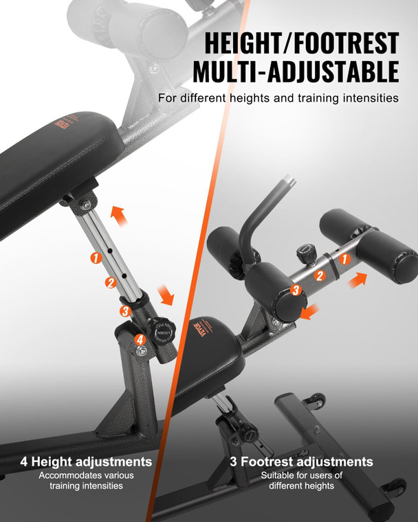 Sit Up Bench, Decline Ab Bench with Reverse Crunch Handle, with 4 Adjustable Height Settings, Heavy E415-YWZBDK000000MLS8E001V0