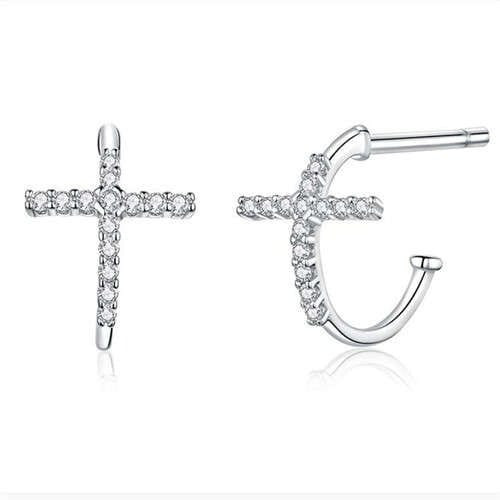 Minimalist Jewelry Classic Cross Cubic Zirconia Wholesale 925 Sterling Silver Earrings A392-sear0312