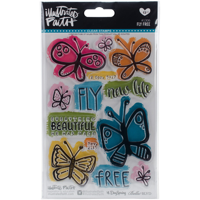 Illustrated Faith Clear Acrylic Stamps Fly Free N274-MI01287810