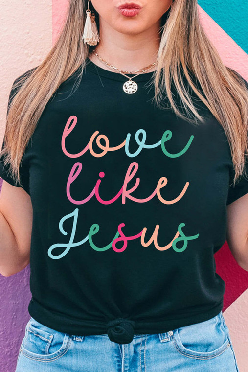Black Love Like Jesus Crew Neck Graphic Tee T543-8786263572722