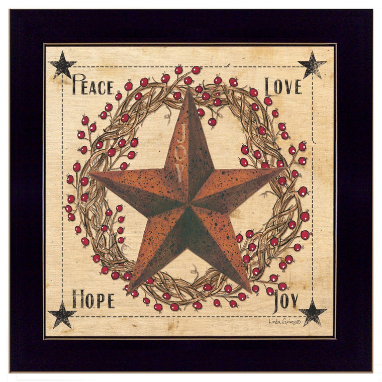 Peace Love Hope Joy Black Framed Print Wall Art N270-405167
