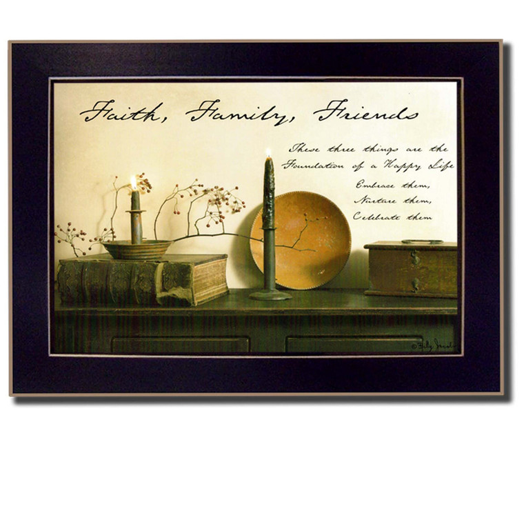 Faith Family and Friends Black Framed Print Wall Art N270-415268