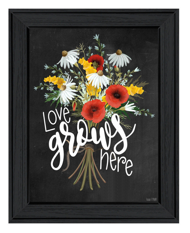 Love Grows Here 6 Black Framed Print Wall Art N270-407676