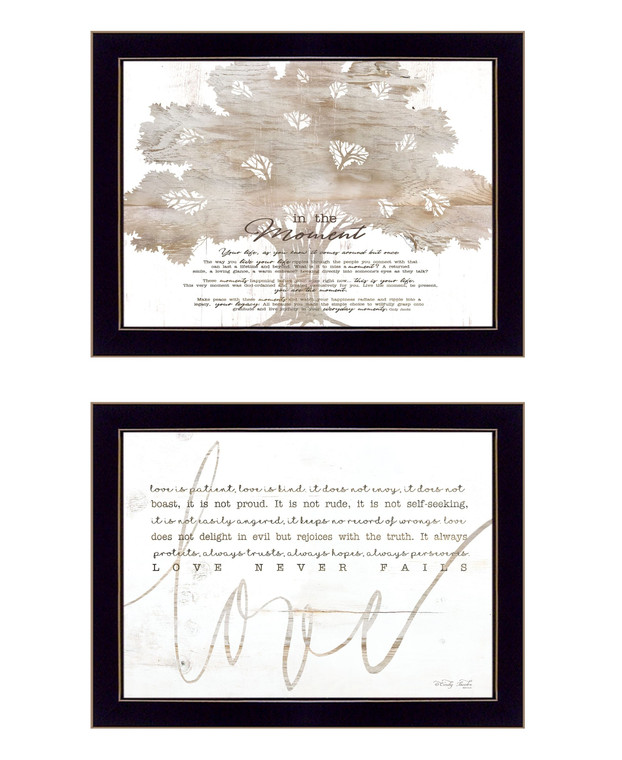 Set Of Two Love or In the Moment 2 Black Framed Print Wall Art N270-407930