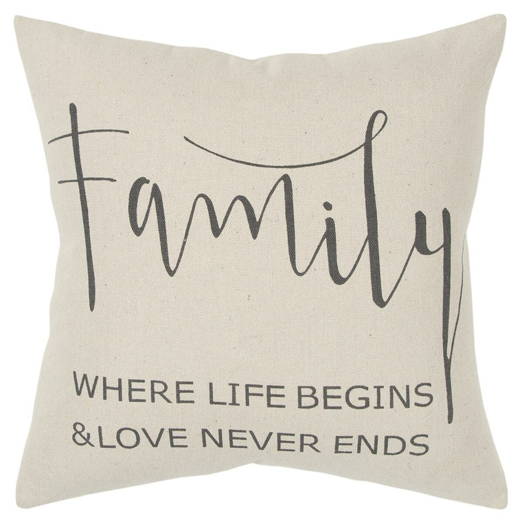 Gray Cream Canvas Family Love Throw Pillow N270-403295