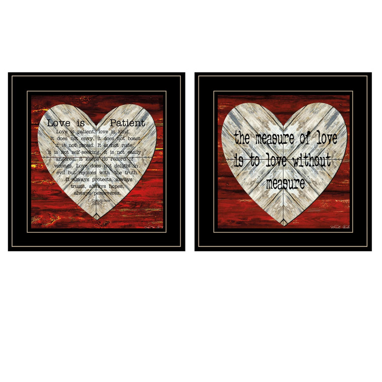 Set Of Two Love is Patient or Measure 2 Black Framed Print Wall Art N270-406004