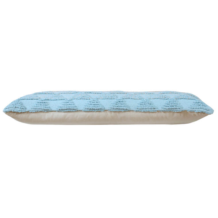 14" X 36" Light Blue And Off-White 100% Cotton Geometric Zippered Pillow N270-517320