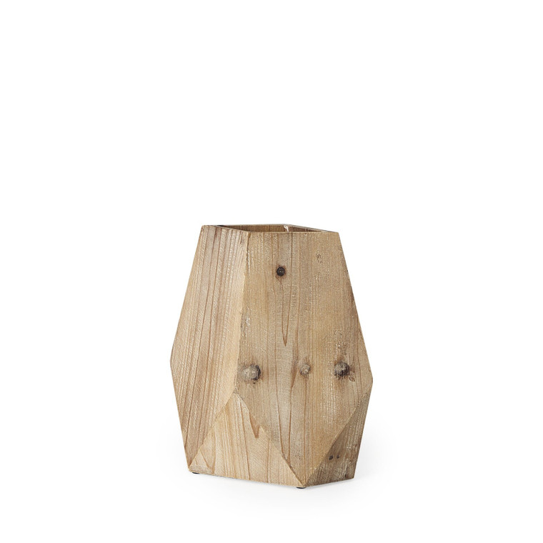 11" Natural Stain Geometric Wooden Vase N270-397506