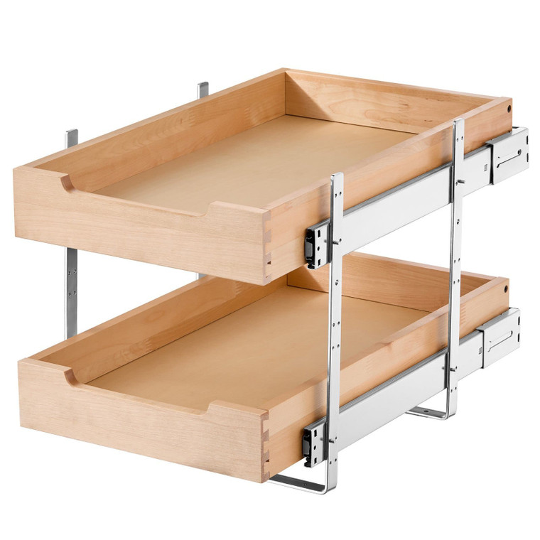 2 Tier Pull Out Cabinet Organizer, 14"W x 21"D Cabinet Drawer, Soft Close Slide out Shelf, Heavy-Du E415-LCSCTJMS2C146U2CWV0