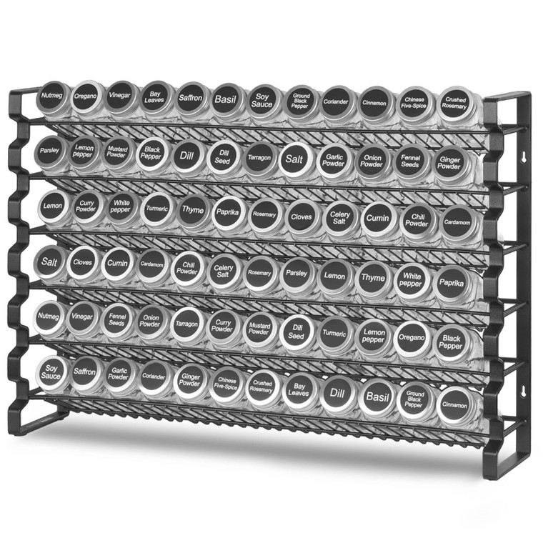 Spice Rack Organizer for Cabinet, Spice Organizer with 72 Empty Spice Jars, Lids, Spice Labels, and E415-TMSDLJTZCF724KH9GV0