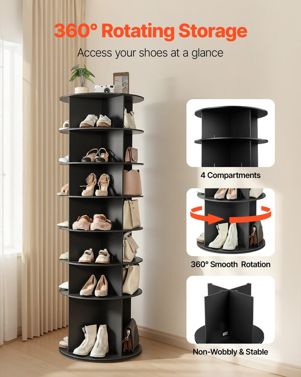 7 Tiers Rotating Shoe Rack Tower, 360?° Spinning Shoe Rack, Revolving Storage Round Carousel Displa E415-XZXJEKWDZ7CSL7OY5001V0