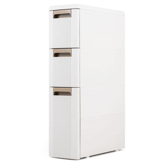 3-Tier Narrow Storage Cabinet  Slim Rolling Cart with 3 Drawers and 2 Removable Dividers-S - Color: D681-JV14602BE-3