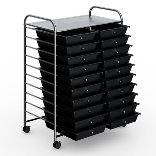 Costway 20 Drawers Storage Rolling Cart Studio Organizer-Black - Color: Black D681-walmartHW56501BK_copy