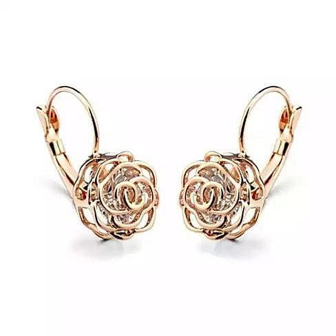 Color: 18kt Rose Gold Plt. - ROSE IS A ROSE 18kt Rose Crystal Earrings In White Yellow And Rose Gol K290-9301033669