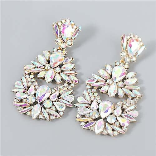 Rhinestone Floral Abstract Prints U.S. Party Fashion Women Alloy Wholesale Costume Earrings - Lumin A392-fear7172