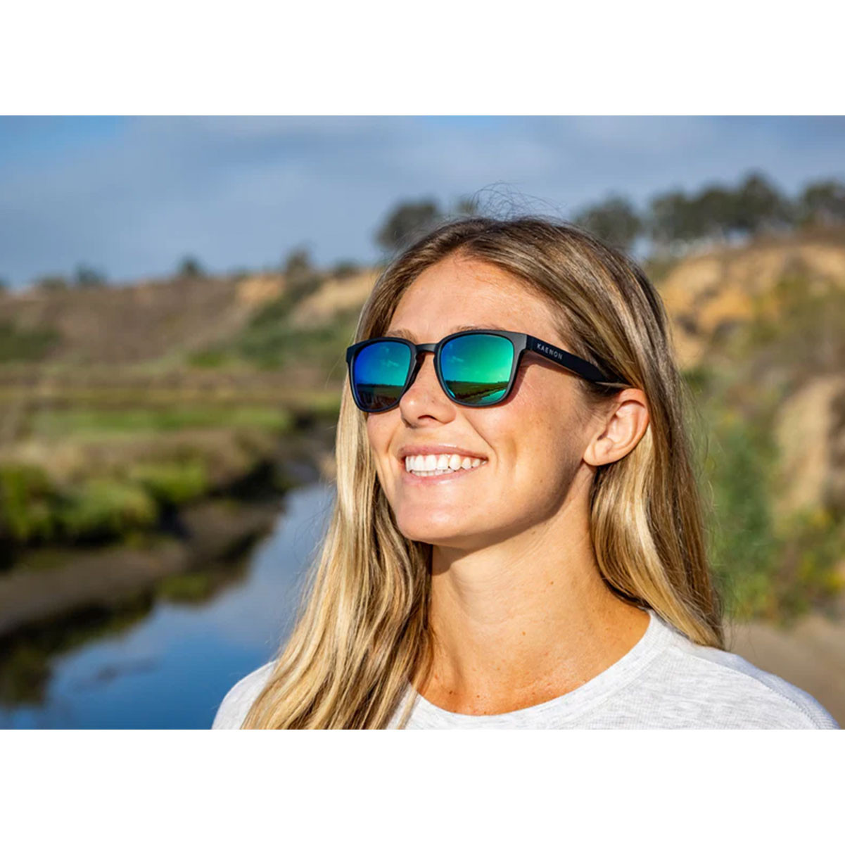 KAENON Unisex Avalon Matte Black - Coastal Green Polarized