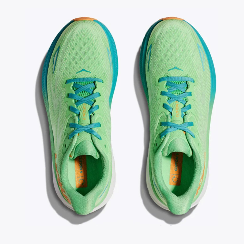 HOKA Men's Clifton 9 Zest/Lime Glow Running Shoes - Free Shipping