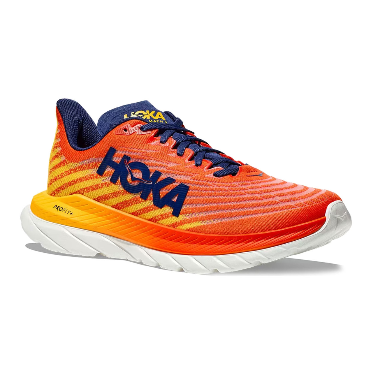 HOKA Men's Mach 5 Flame/Dandelion Running Shoes - Free Shipping