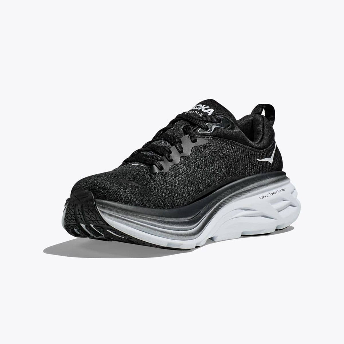 HOKA Mens Bondi 8 X-Wide Black/White Running Shoes - Free Shipping