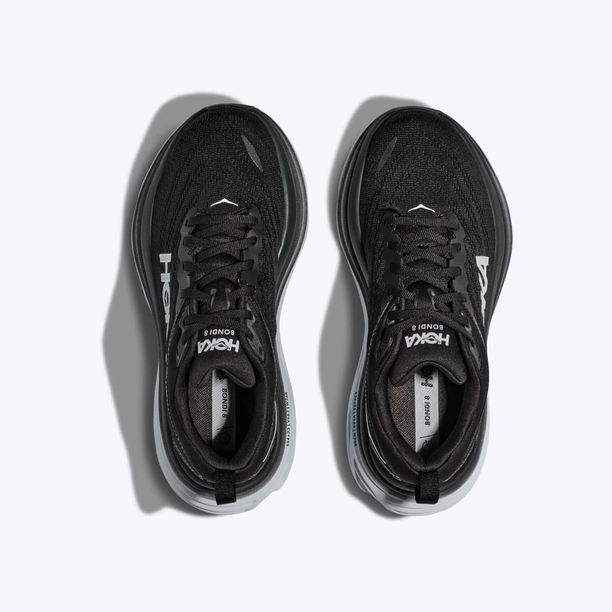 HOKA Mens Bondi 8 X-Wide Black/White Running Shoes - Free Shipping