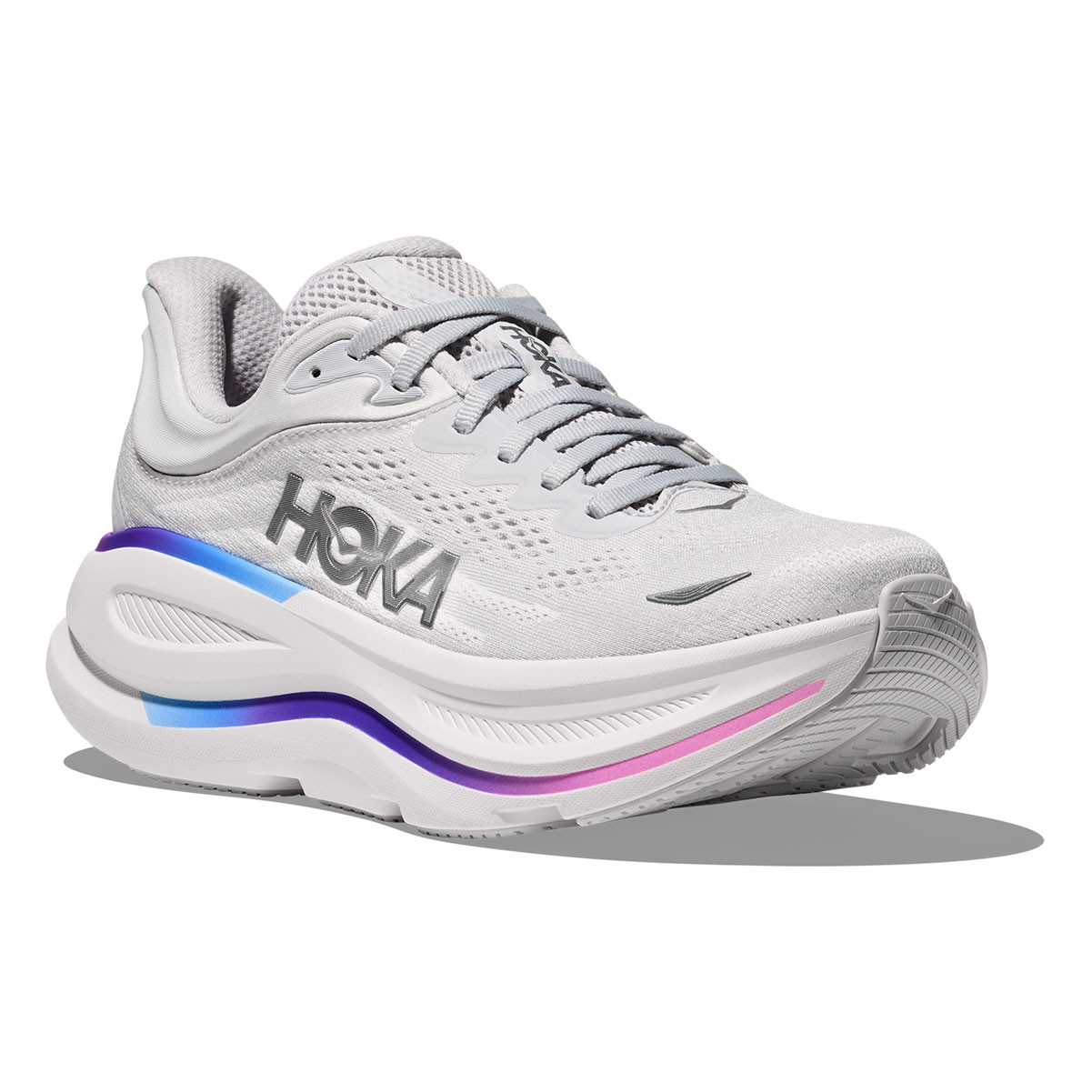 HOKA Women's Bondi 9 Cosmic Grey/White Running Shoes - Free Shipping