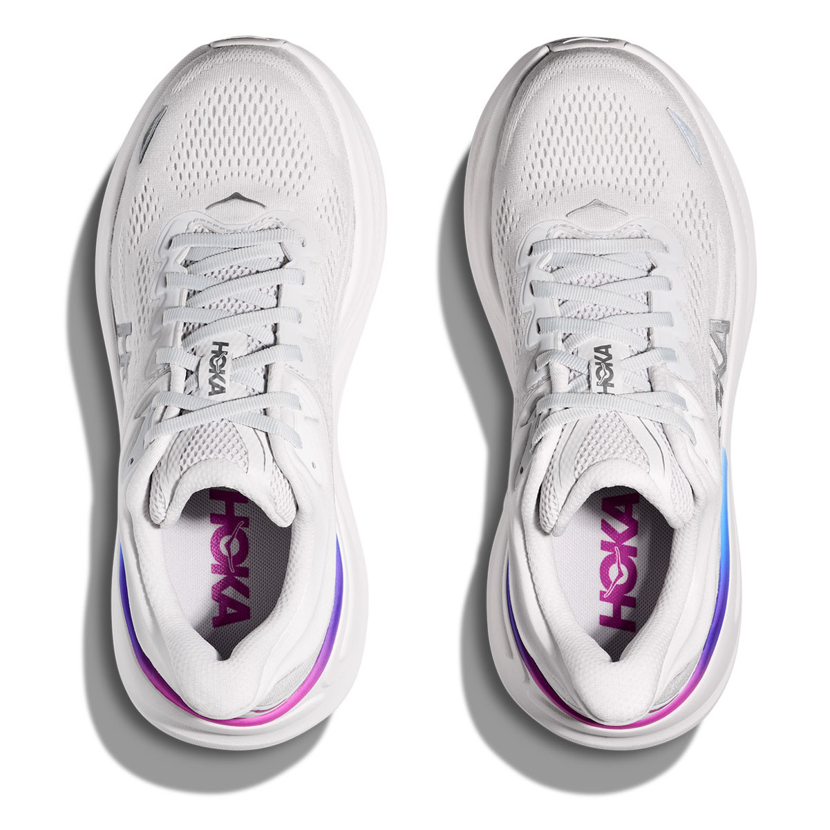 HOKA Women's Bondi 9 Cosmic Grey/White Running Shoes - Free Shipping