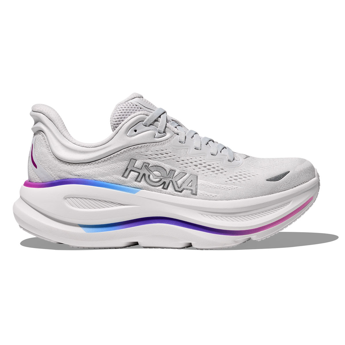 HOKA Women's Bondi 9 Wide Cosmic Grey/White Running Shoes - Free