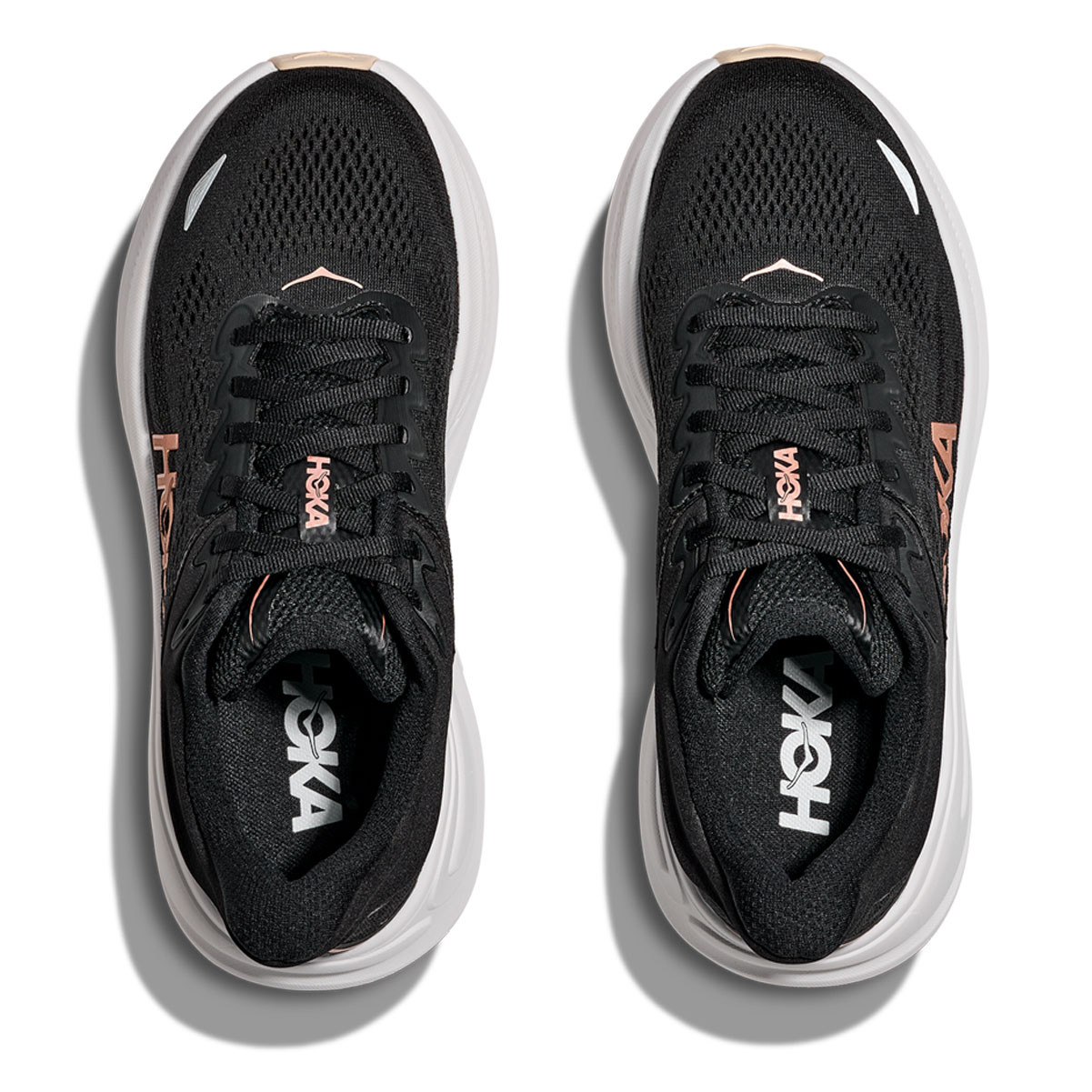 HOKA Women's Bondi 9 Black/Rose Gold Running Shoes - Free Shipping