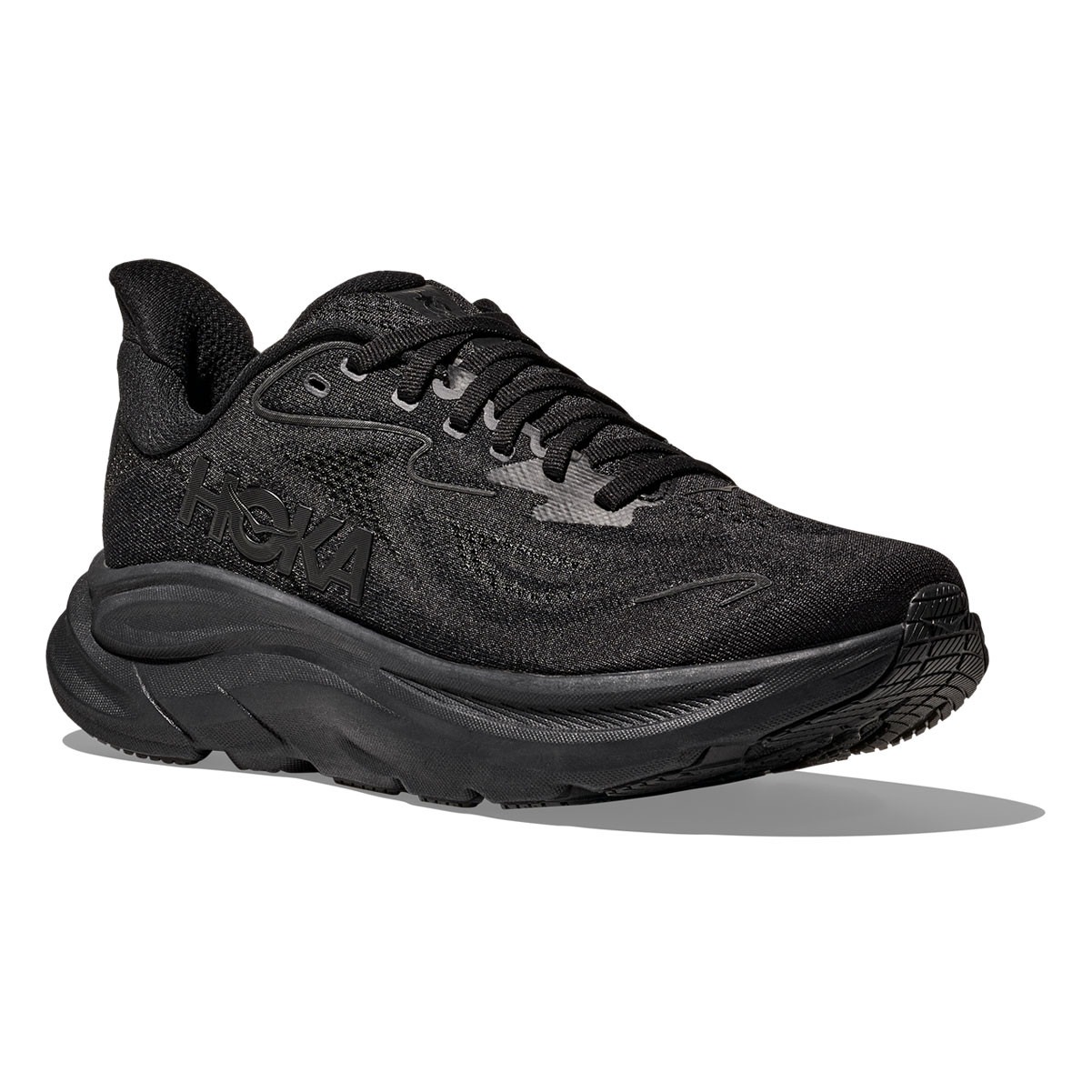 HOKA Men's Clifton 10 Wide Black/Black Running Shoes - Free Shipping