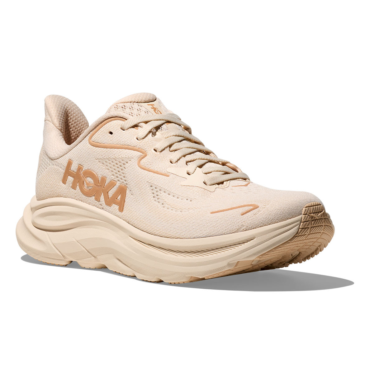HOKA Women's Clifton 10 Wide Vanilla/Birch Running Shoes - Free