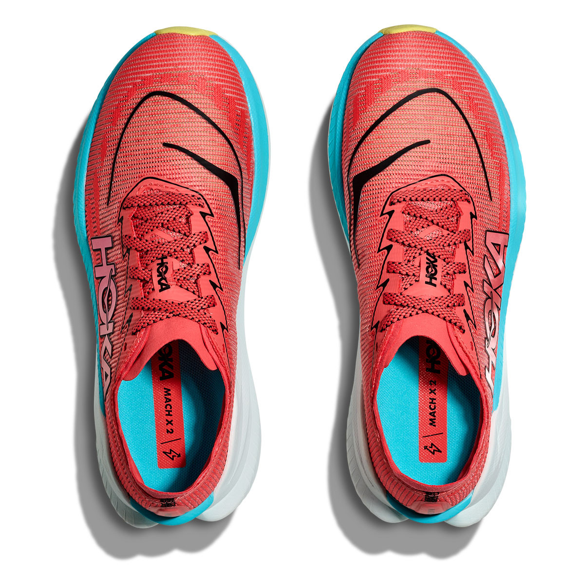 HOKA Men's Mach X 2 Grapefruit/Electric Coral Running Shoes - Free