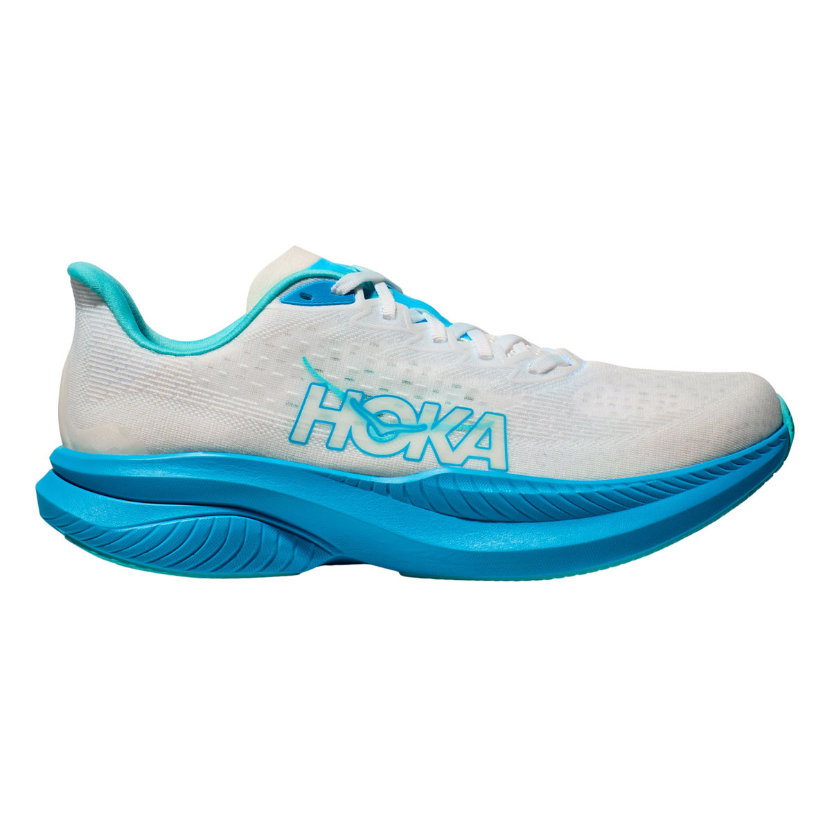 HOKA Men's Mach 6 White/Skyward Blue Running Shoes - Free Shipping