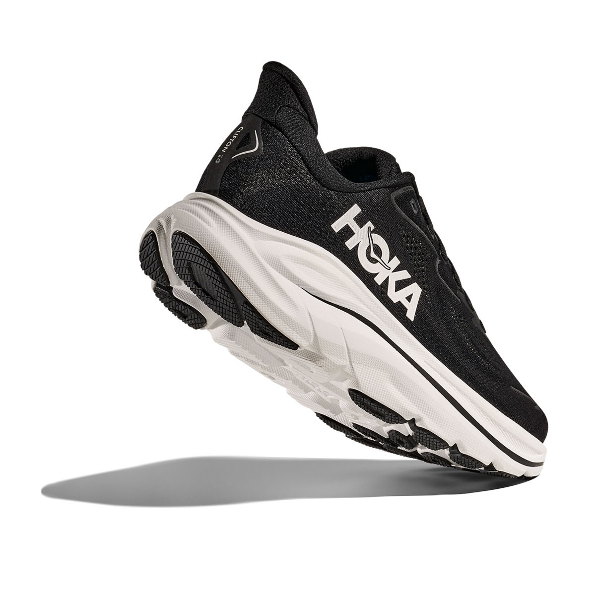HOKA Men's Clifton 10 Wide Black/White Running Shoes - Free Shipping